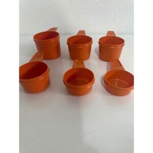 Vintage Tupperware Measuring Cups Set 6 Piece Orange Retro